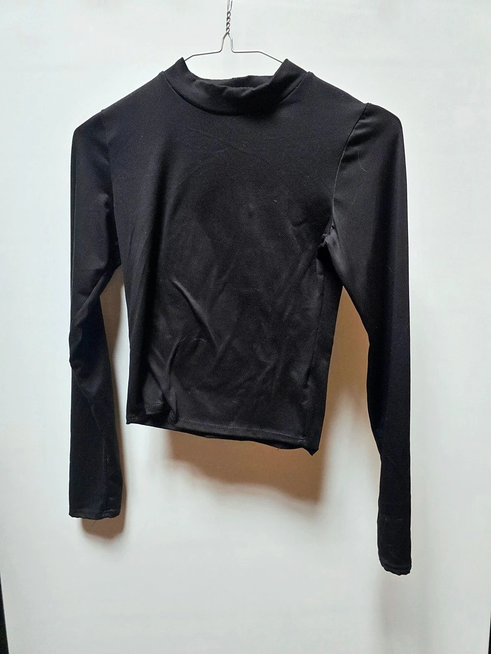 Brit & Bri Black Long Sleeve Mock Neck Crop Top - Size XS